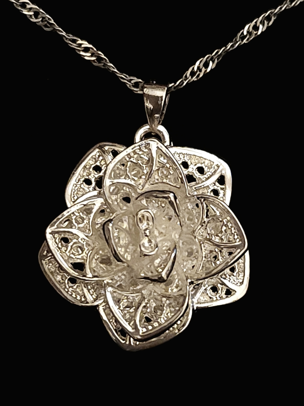 Sterling Silver Floral Pendant Necklace